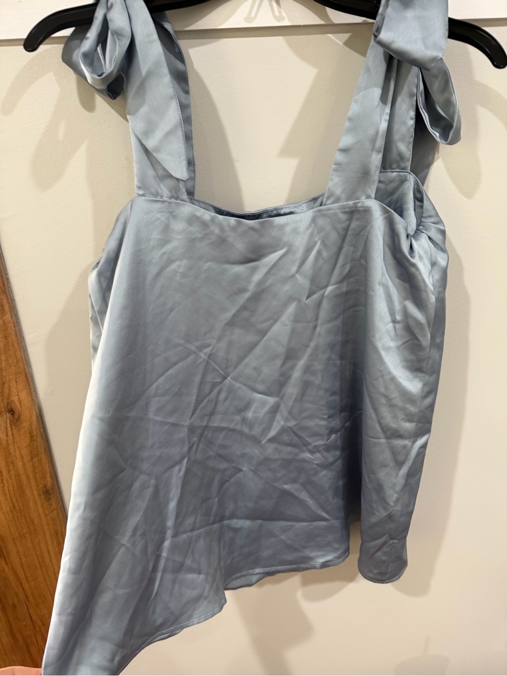 Show Me Your MuMu Pale Blue Satin Tie-Shoulder Tank